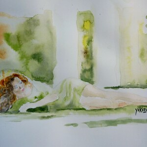watercolor the green woman