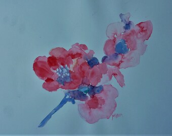 aquarelle des fleurs roses