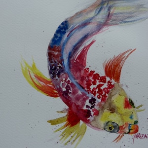 watercolor the very colorful fish