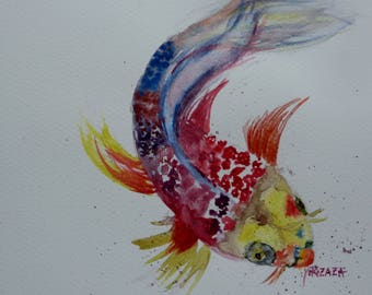 watercolor the very colorful fish