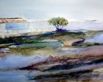 watercolor landscape of Provence