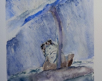 aquarelle la grenouille bleue