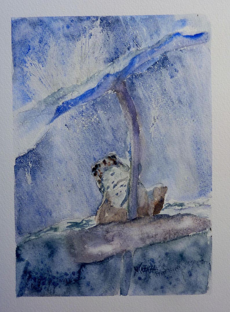 aquarelle la grenouille bleue image 1