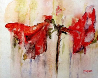 aquarelle les amaryllis rouges