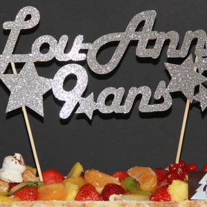 CAKE TOPPER GLITTER Customizable - star theme - birthday