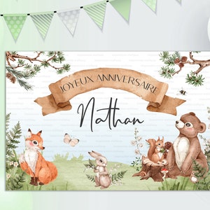 Grande poster di compleanno personalizzato - diversi formati - Tema foresta - poster da parete