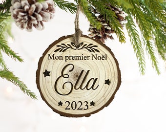 Personalized Christmas decoration - Christmas wooden log - personalized text
