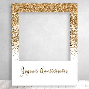 Birthday Photobooth Frame - Gold Glitter