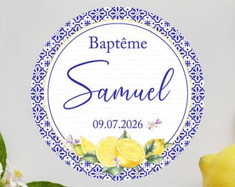 Etiquettes autocollantes personnalisées, étiquettes adhésives, stickers ronds -thème Dolce Vita - citron