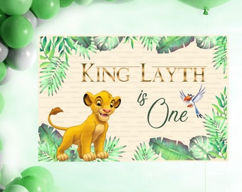 Grand poster anniversaire personnalisé - différents formats - Thème tropical le Roi Lion - affiche murale