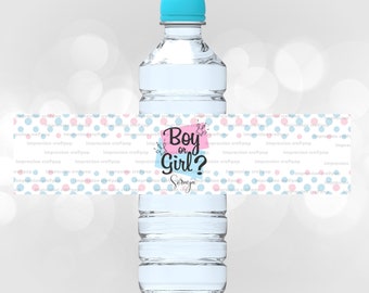 Etiquette bouteille d'eau personnalisée baby shower et gender reveal