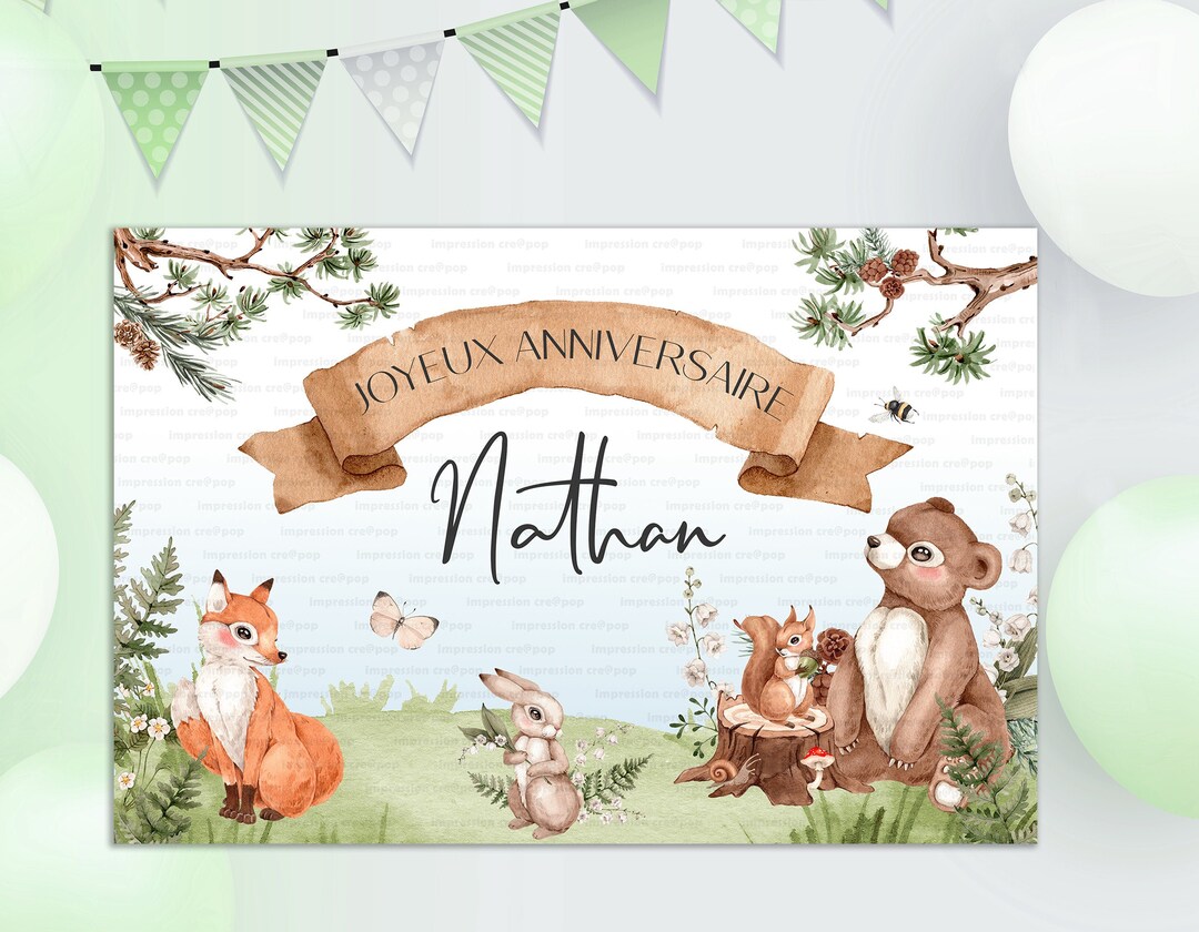 Tapez 19-90cmX60cm-Bannière d'anniversaire personnaliser fond de Photo nom personnalisé argent