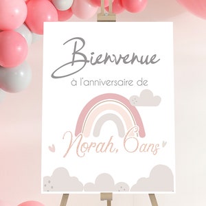 Cartel de cumpleaños, cartel de bienvenida, tema del arco iris, personalizado