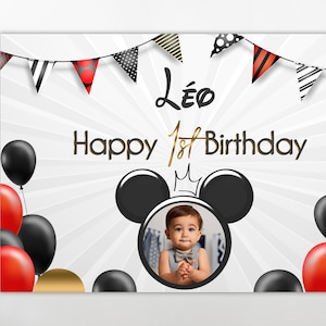 Gran cartel de cumpleaños personalizado - diferentes formatos - tema Mickey - cartel de pared