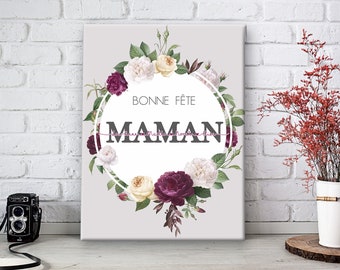 Toile canvas "bonne fête Maman" avec prénom(s) des enfants - 30x40