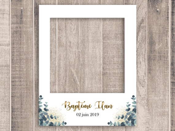 Cadre Selfie De Mariage Personnalisé – Design Eucalyptus – Blanc – Fabriqué UK – Neuf