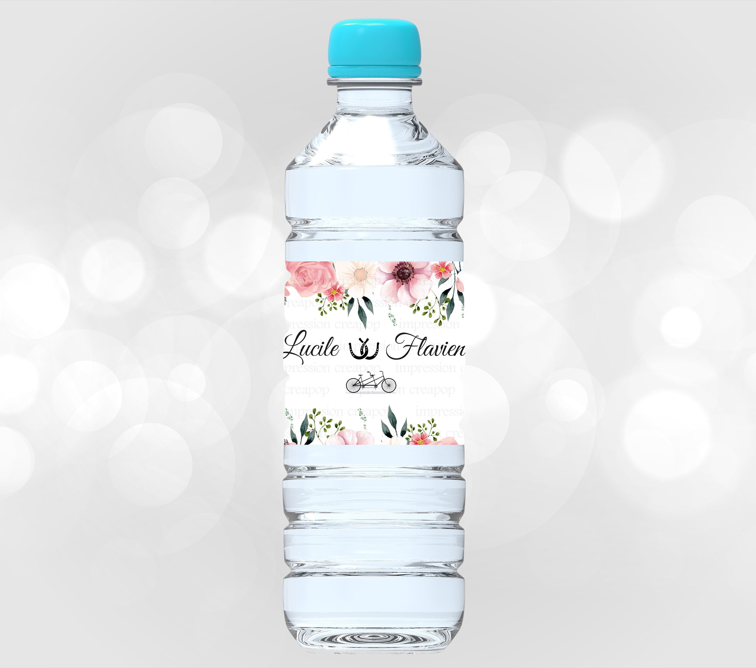 Etiquettes autocollantes pour bouteilles personnalisés mariage floral