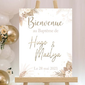 Baptism, birthday or wedding poster - personalized welcome sign - pampas theme, boho, dried flowers