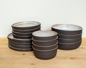 Dinnerware set for 4, handmade pottery