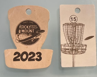 Engraved Leather Bag Tags Luggage Tags Custom Shapes Available Disc Golf with Rubber loops