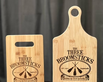 Harry Potter Three Broomsticks Inspired Bamboo Cutting Board Great Gift Birthday Christmas Anniversary Wedding Gifts Hogwarts