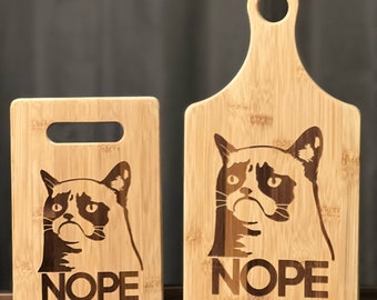 Grumpy Cat Cat Lady Cat Inspired Bamboo Cutting Board Size Option Great Gift Wedding Christmas Birthday Anniversary