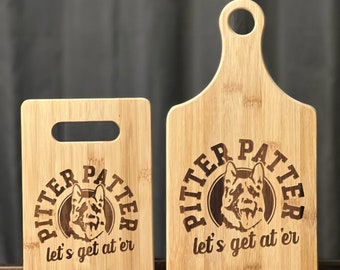 LetterKenny Pitter Patter Let's Get At'er Inspired Bamboo Cutting Board Size Option Great Gift Wedding Christmas Birthday Anniversary