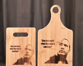 Dwayne ‘The Rock’ Johnson Inspired Bamboo Cutting Board Great Gift Wedding Birthday Anniversary Christmas Size Variations Available Custom