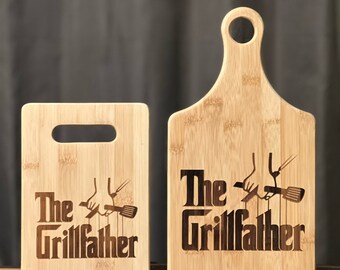 The Grillfather The Godfather Grilling  Inspired Bamboo Cutting Board Great Gift Wedding Anniversary Christmas Variations Available Custom