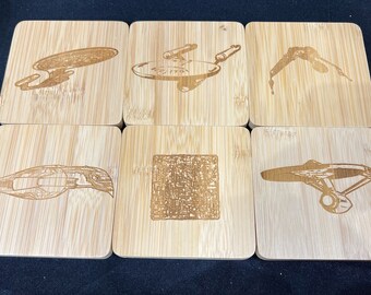 Star Wars Inspired Set of 6 Square or Round Bamboo Coasters Great Gift Birthday Christmas Anniversary Custom Orders Available