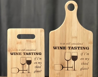Wine Wino Wine Tasting  Inspired Bamboo Cutting Board Great Gift Wedding Birthday Anniversary Christmas Variations Available Custom