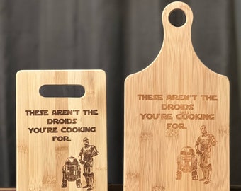 Star Wars R2-D2 C-3PO Droids Inspired Bamboo Cutting Board Wedding Anniversary Christmas Variations Available Custom Gift