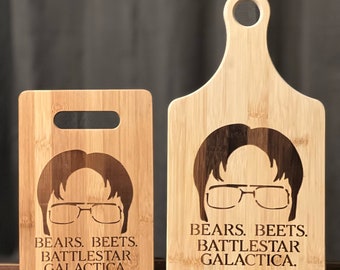 The Office Dwight Schrute Battlestar Galactica Inspired Bamboo Cutting Board Wedding Anniversary Christmas Variations Available Custom Gift