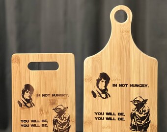 Star Wars Luke Skywalker Yoda Inspired Bamboo Cutting Board Wedding Anniversary Christmas Variations Available Custom Gift
