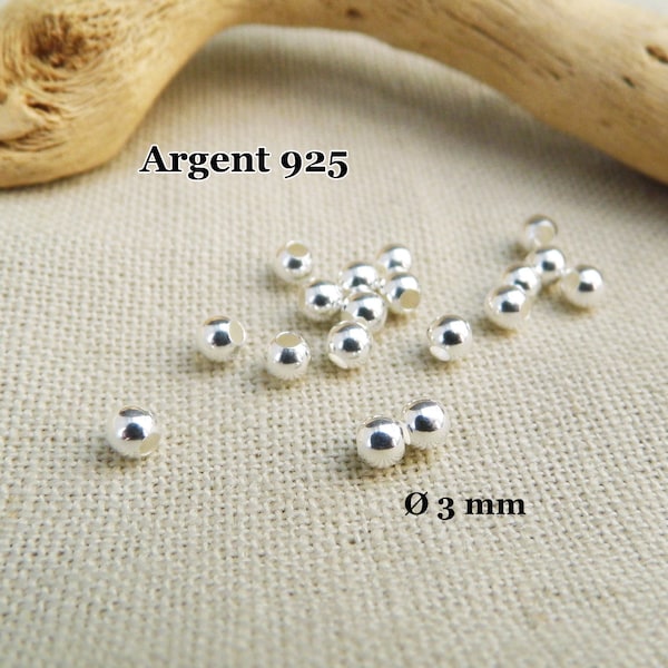 20 perles ronde 3 mm en argent 925