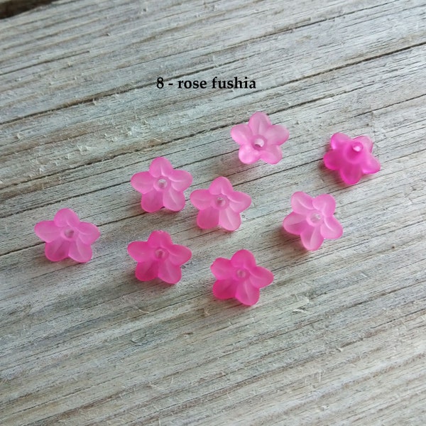 100 petites fleurs lucite 10 mm x 4 mm rose fushia, perles coupelles, petite fleur lucite acrylique