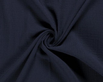 Double Gauze Musselin Stoff navy- dunkelblau