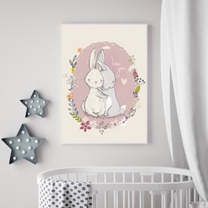STANDARD * 20x30 Kinderposter süße Hasenfamilie Hasenkind Hase Kinderzimmer Poster