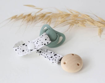 Schnullerband Schnullerkette aus Musselin Baumwolle *Polka Dots* von NoniKids Berlin, Handmade