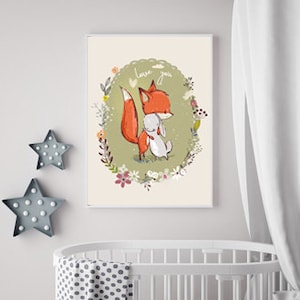 STANDARD * 20x30 Kinderposter süß Hase Fuchs Hasenkind Kinderzimmer Poster