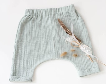 Baby Baggy Hose *mint* Bio Musselin | NoniKids Berlin