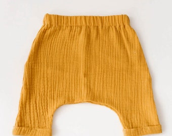 Baby Baggy Hose *senf* Bio Musselin | NoniKids Berlin