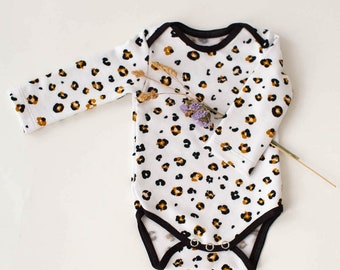Langarm Baby Body *Leopard weiß* Bio Baumwolle | NoniKids Berlin