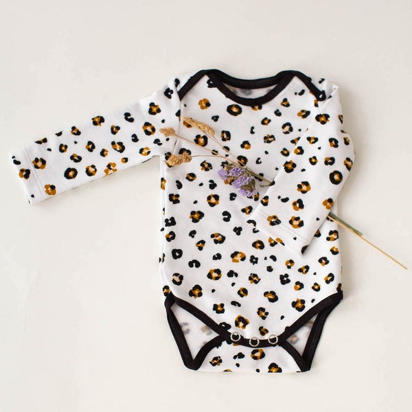 Langarm Baby Body *Leopard weiß* Bio Baumwolle | NoniKids Berlin