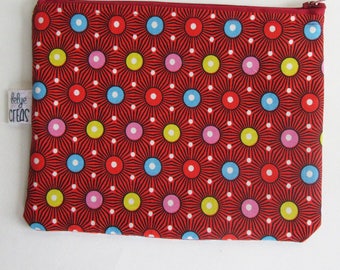 Grande trousse 20 cm x 16,5 cm coton rouge pois petit pan