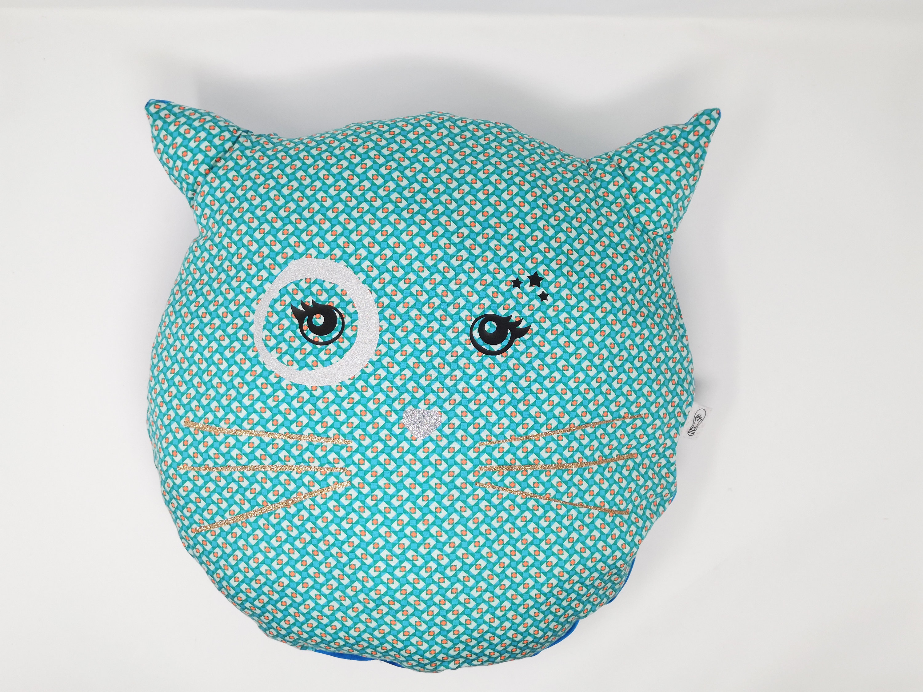 Coussin Forme Chat 45 X 35 cm Bleu