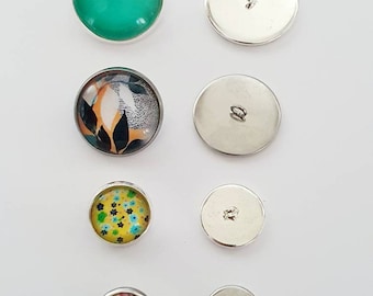 Customizable 20mm, 18mm, 12mm and 10mm glass cabochon sewing buttons