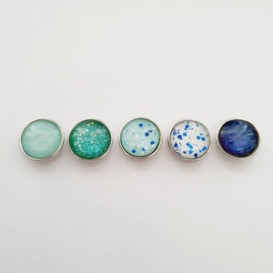 SNAP 18MM snap button of your choice in blue-green glitter tones image 1