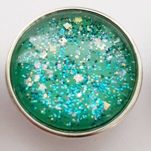SNAP 18MM snap button of your choice in blue-green glitter tones image 4