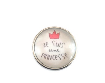 Bouton pression snap 18mm je suis une princesse